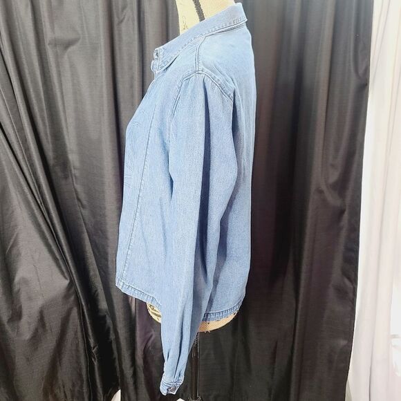 Woolrich Denim Long Sleeve Monotone Embroidered Button Down Shirt - Picture 4 of 13